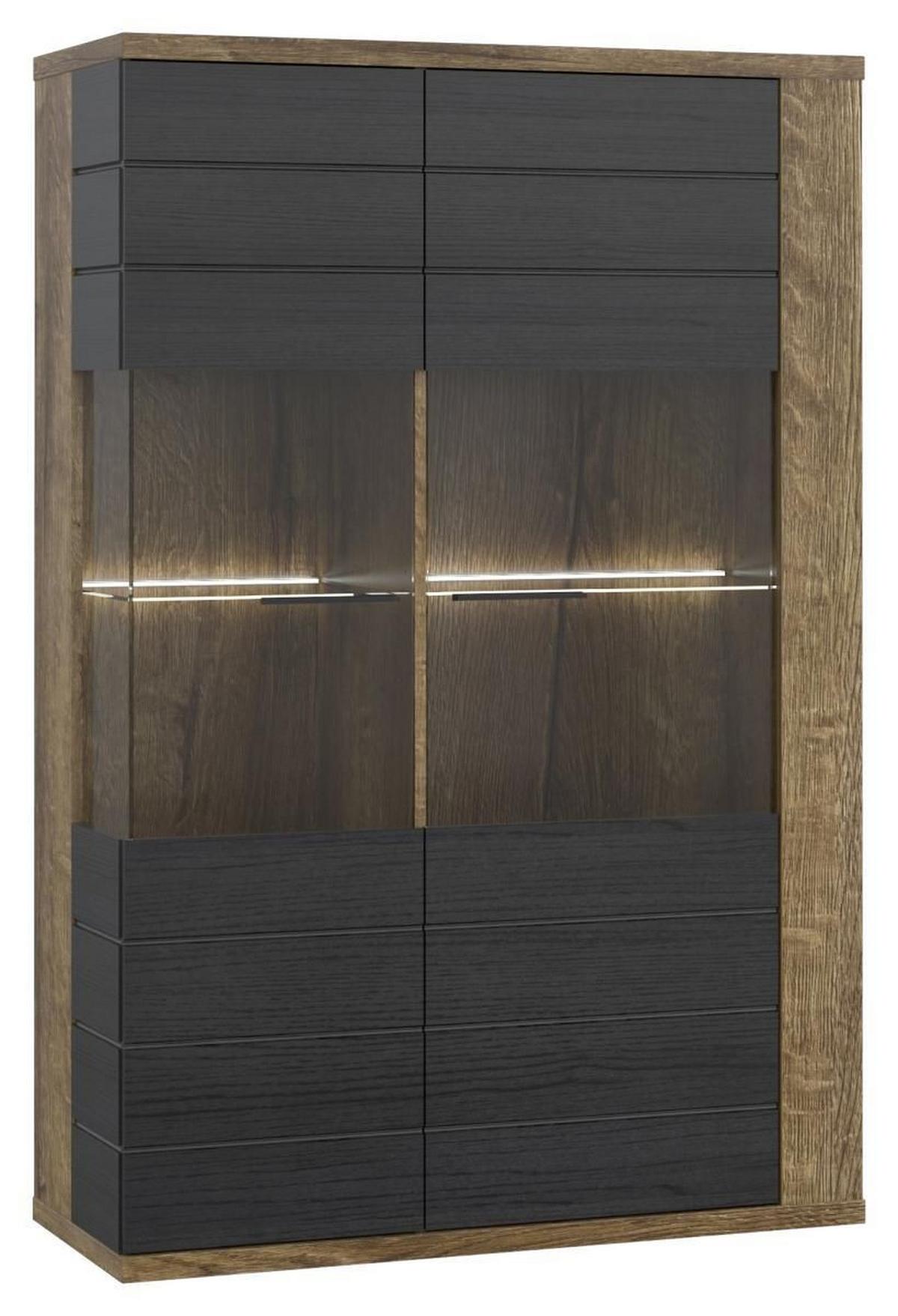 Vitrin Lacjum Lcjv521r-N09 - fekete/tölgyfa, Modern, műanyag/faalapú anyag (102,1/155,5/41,6cm)