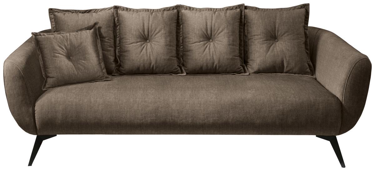 3-Sitzer-Sofa Baggio Braun Velours - Schwarz/Braun, MODERN, Holz/Textil (236/94/103cm) - Livetastic