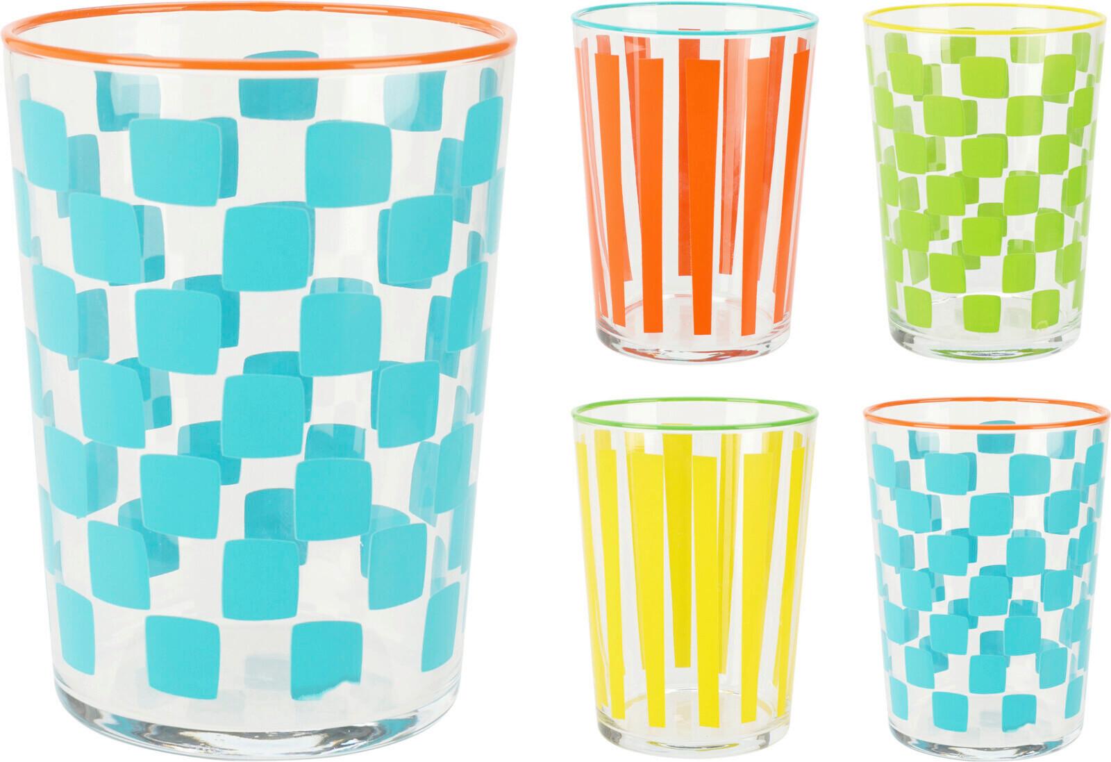 Pohár Summer Colours - sárga/narancs, Üveg (8,8/12cm)