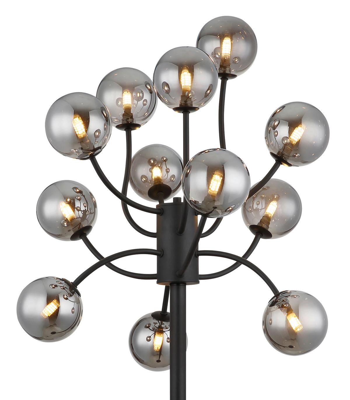 LED-STEHLEUCHTE 56133-12S RIHA - Schwarz, Design, Glas/Kunststoff (62/200cm) - Globo
