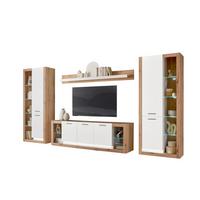 WOHNWAND BRIXEN - Eichefarben/Schwarz, Design, Glas/Holzwerkstoff (398/195/43cm) - MID.YOU