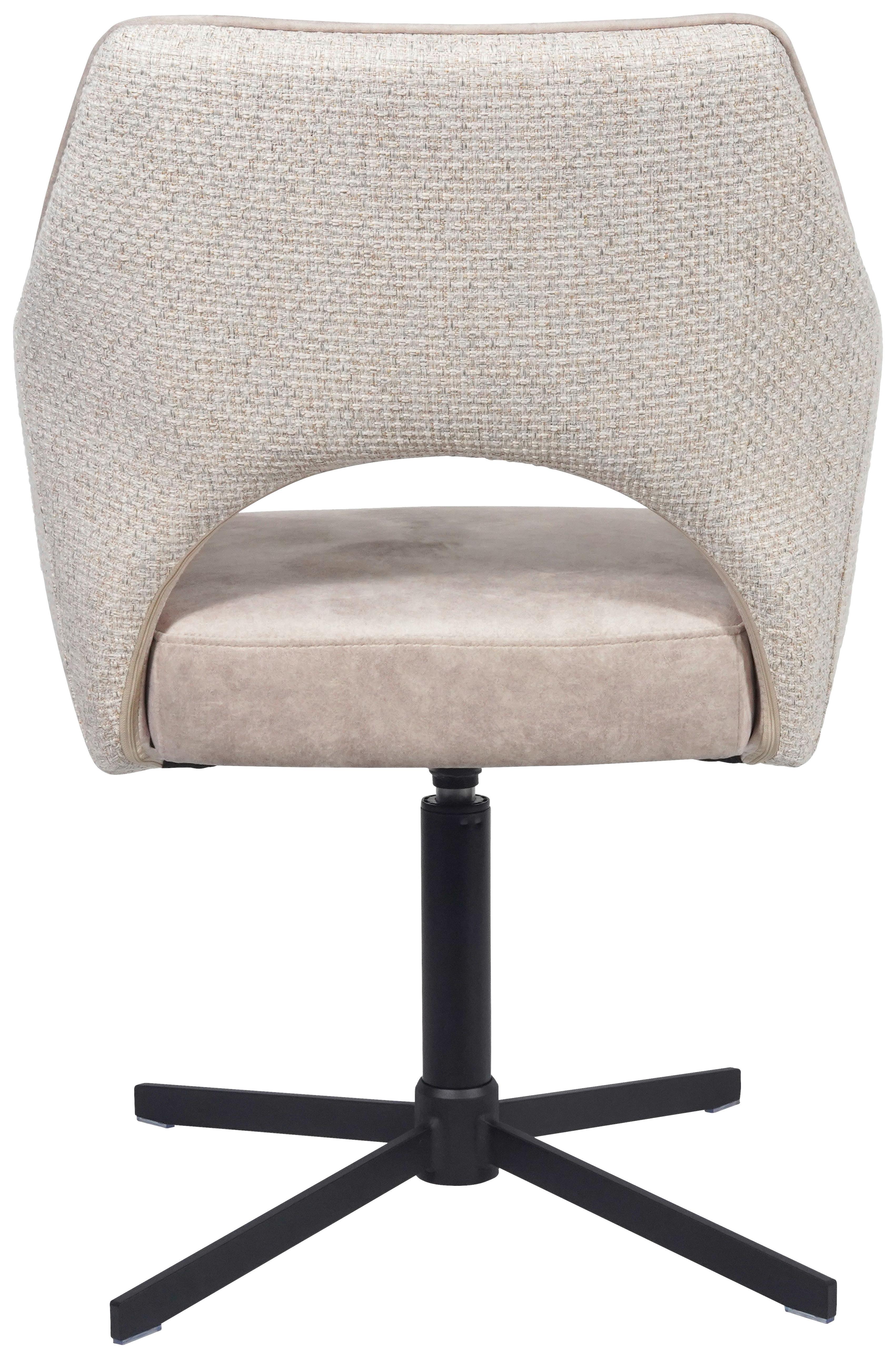 STOL MED ARMSTÖD VALLETTA - svart/cremefärgad, Klassisk, metall/textil (64/85/61cm) - Premium Living