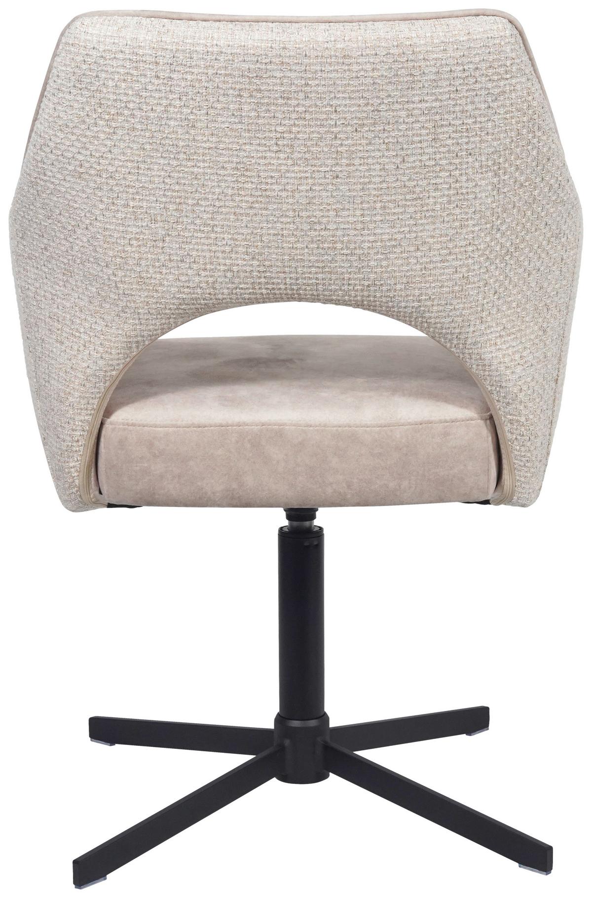 Armlehnstuhl Valletta Creme - Creme/Schwarz, KONVENTIONELL, Textil/Metall (64/85/61cm) - Best Price
