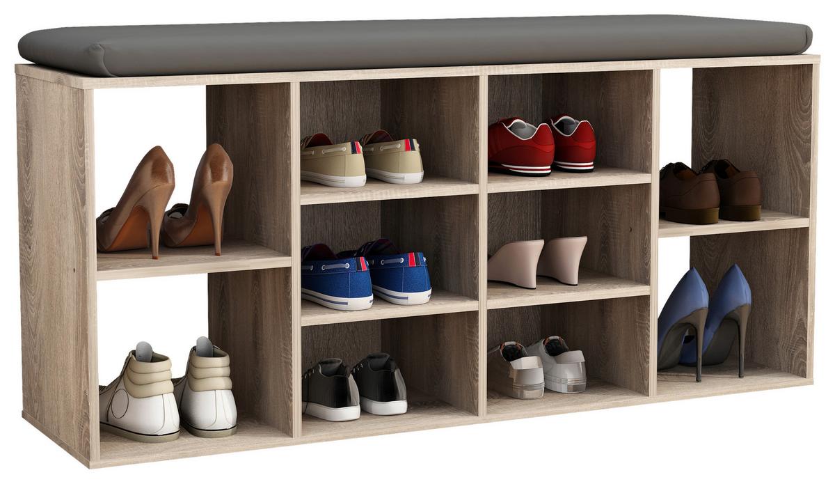 SCHUHBANK HINSOL - Anthrazit/Sonoma Eiche, Design, Holzwerkstoff/Kunststoff (104/50/30cm) - MID.YOU