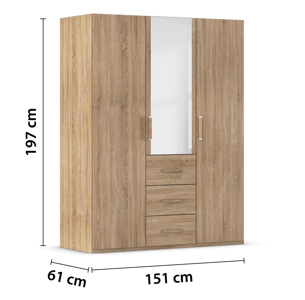 Omara S Klasičnimi Vrati Evelyn, Barva Hrasta - hrast sonoma, Design, umetna masa/steklo (151/197/60cm) - Novel