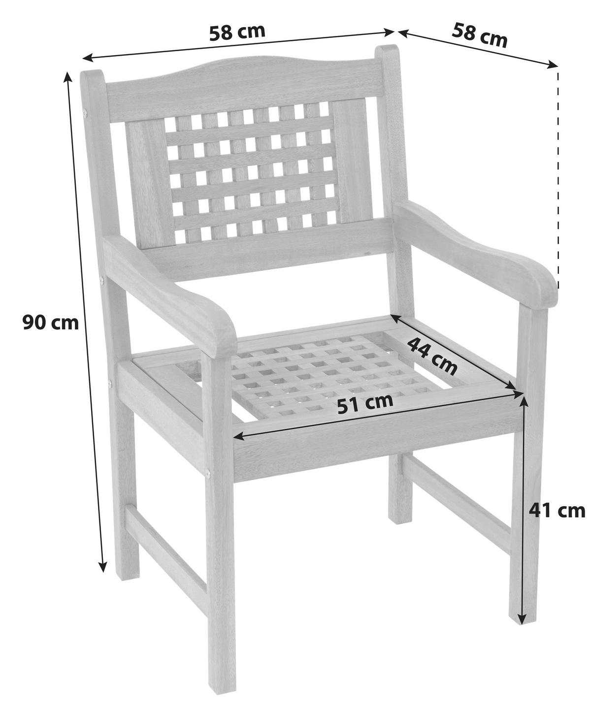 Vrtni Stol Lima, Masivno - naravne barve, Basics, les (58/90/58cm) - Gardenson