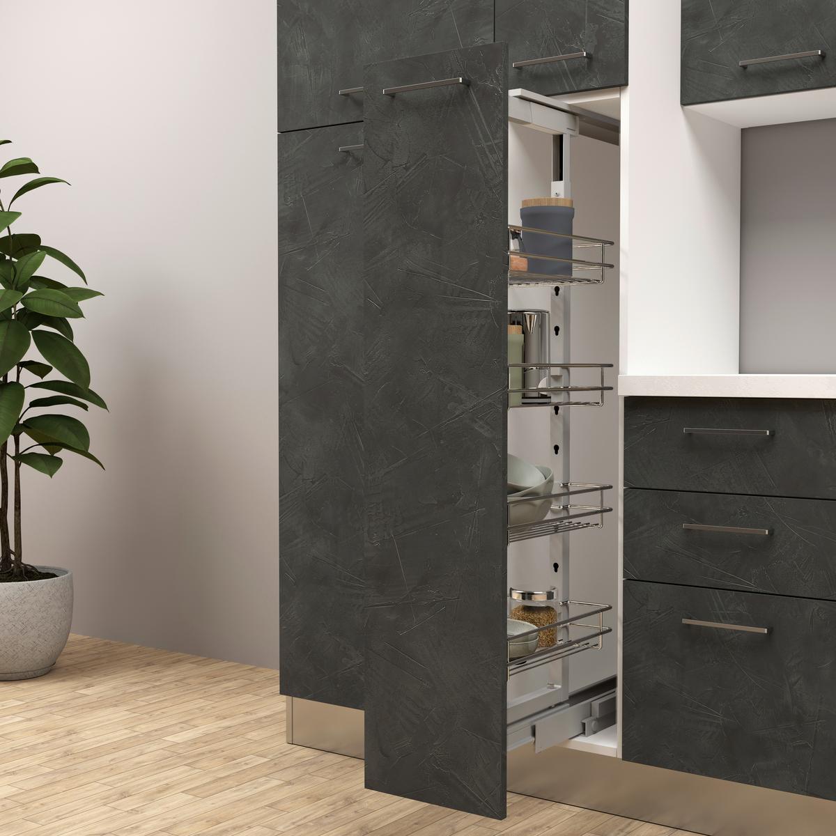 Küchenblock Afrodite 300 m. Gerät Dunkelgrau - Dunkelgrau/Alufarben, LIFESTYLE, Holzwerkstoff/Kunststoff (300cm) - MID.YOU