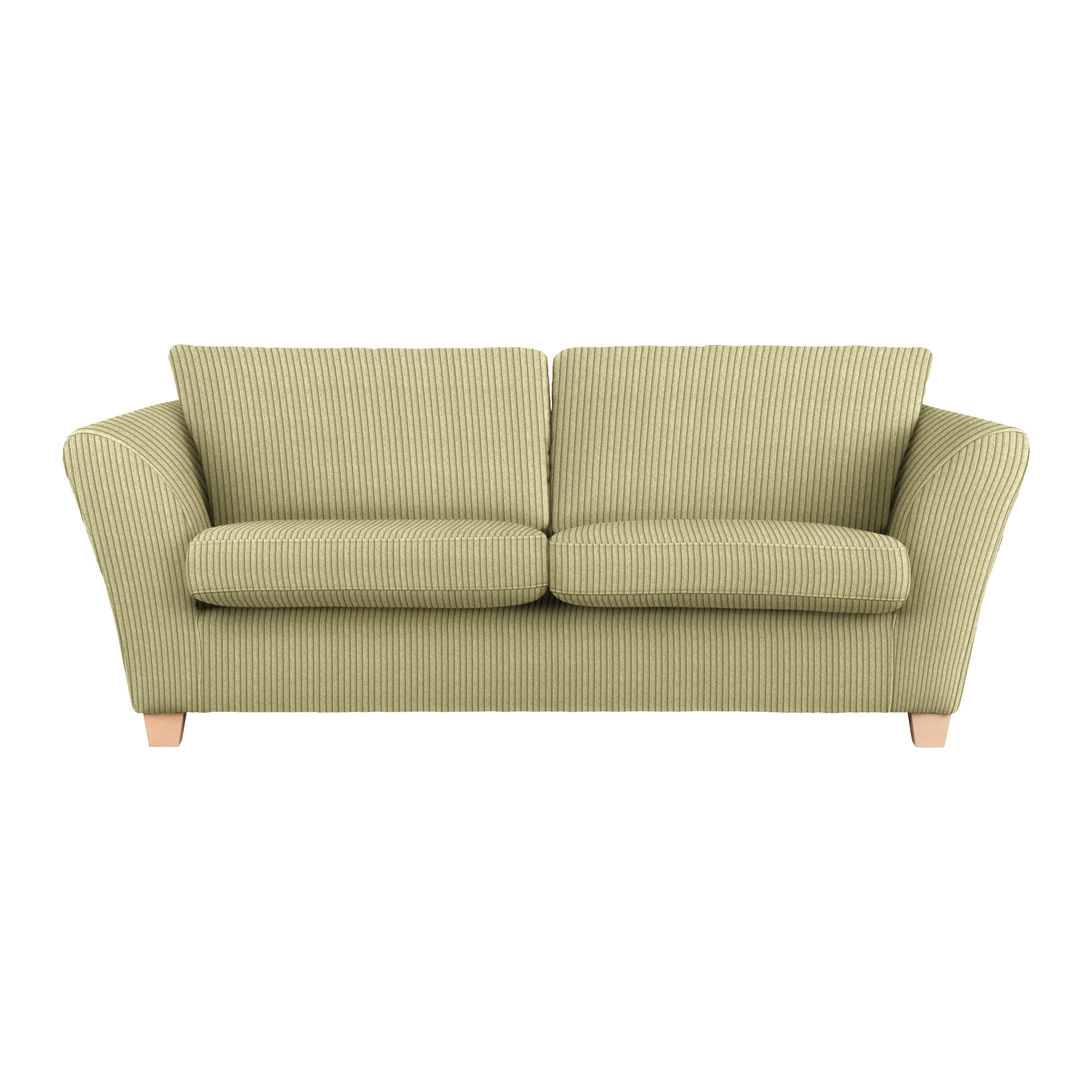 3-Sitzer-Sofa Devado Limette Cord - Limette/Naturfarben, Holz/Textil (216/70-85/95cm) - Mömax