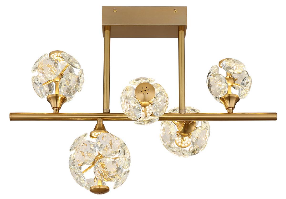 LED-DECKENLEUCHTE 16047-5DC VIRINA - Klar/Goldfarben, Konventionell, Glas/Metall (61/31/45cm) - Globo