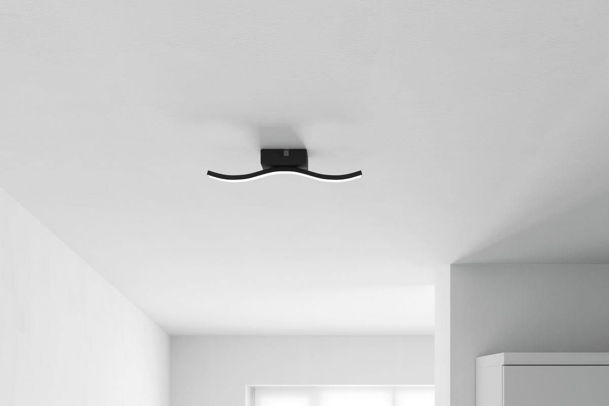 Stropna Led-svetilka Plop - črna/opal, Moderno, kovina/umetna masa (34,3/7/6,4cm) - Mömax