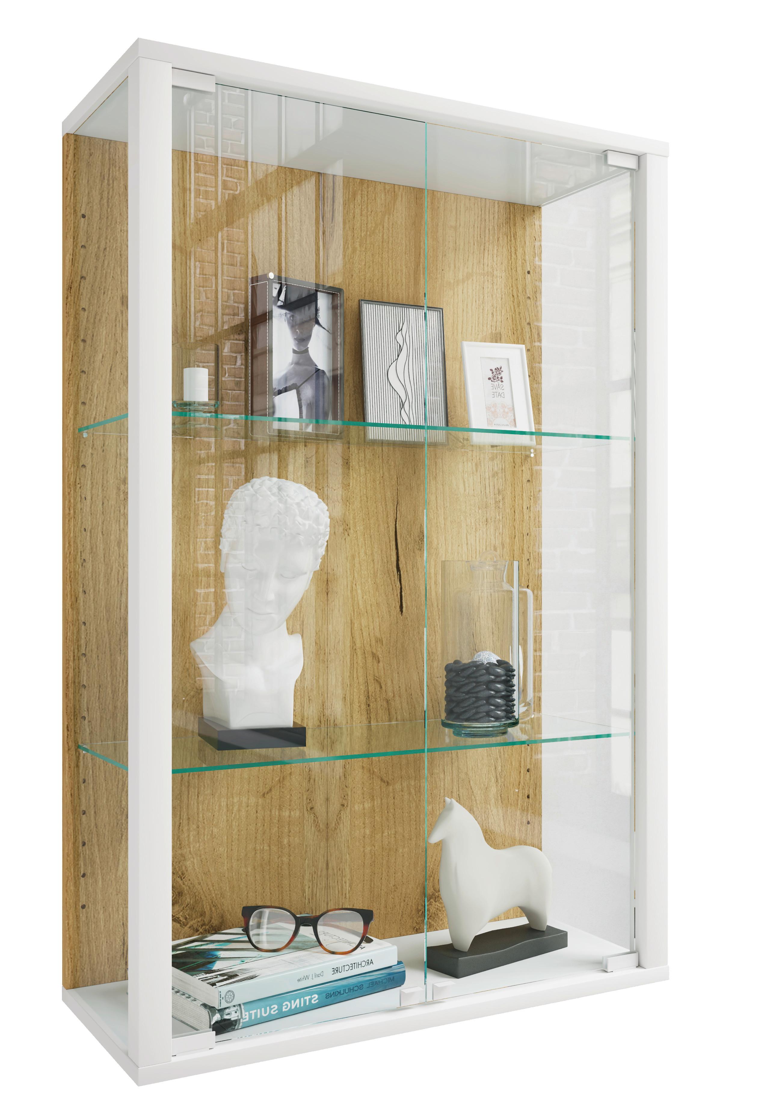 Hängevitrine Udina Honigeiche/Weiß - Honigeiche/Klar, Design, Glas/Holzwerkstoff (59/80/25cm) - Livetastic