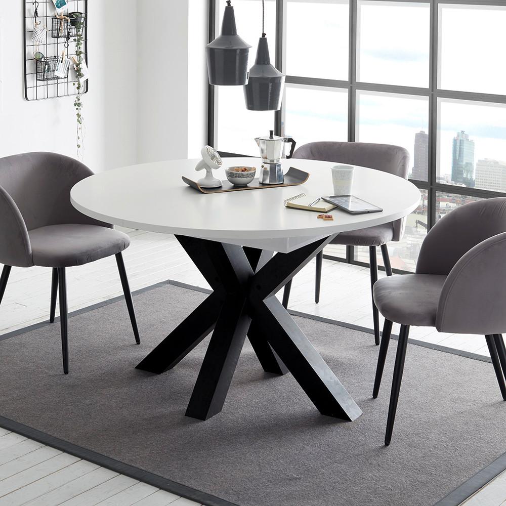 Ausziehtisch in Schwarz/Weiß - Schwarz/Weiß, MODERN, Holzwerkstoff (130-170/130/78cm) - ecoTree