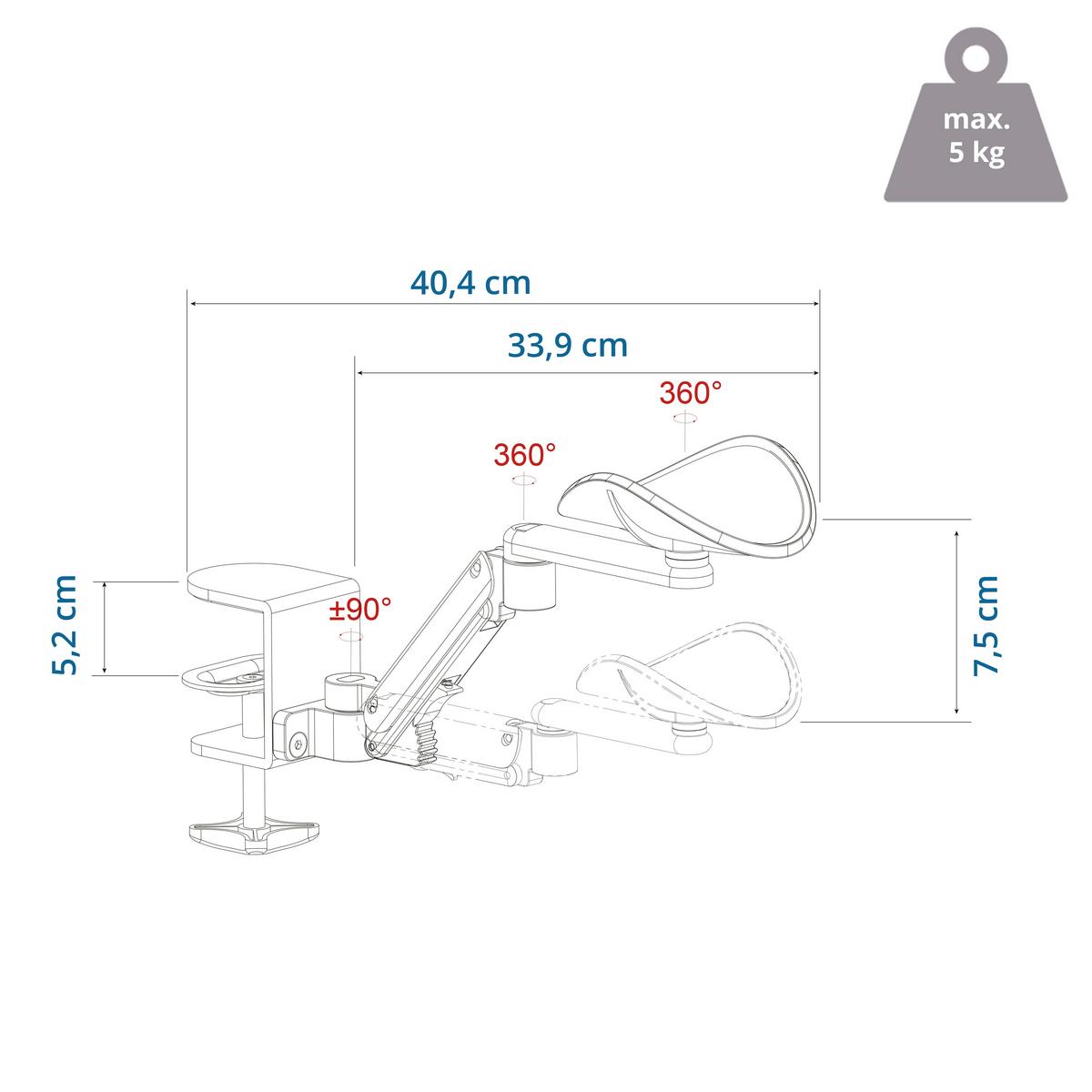 Podpora Za Roke Relex Rt1, Črna - črna, Moderno, umetna masa/usnje (40,4/7,5/11cm) - MID.YOU