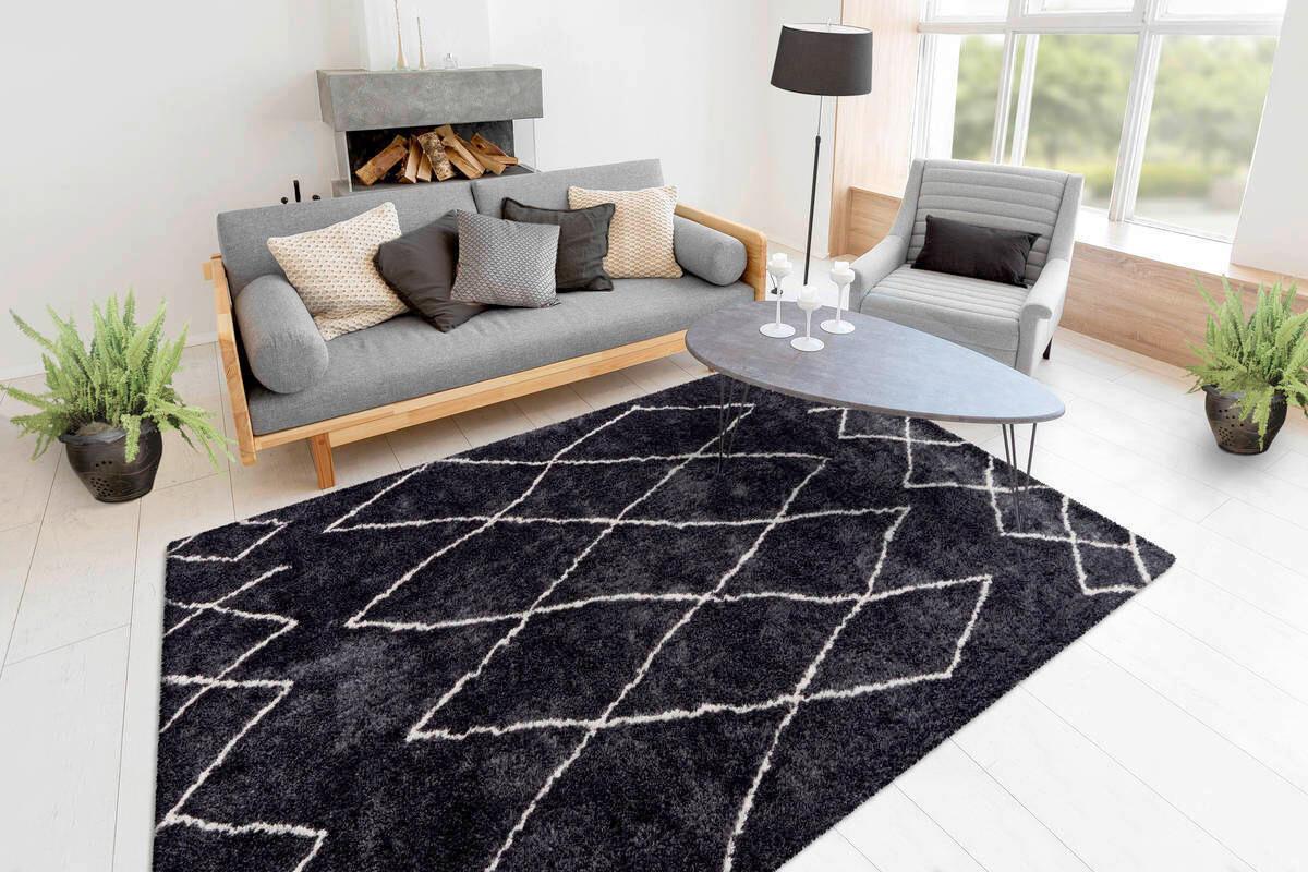 Hochflorteppich Orlando - Anthrazit, Design, Textil (160/230cm) - Kayoom