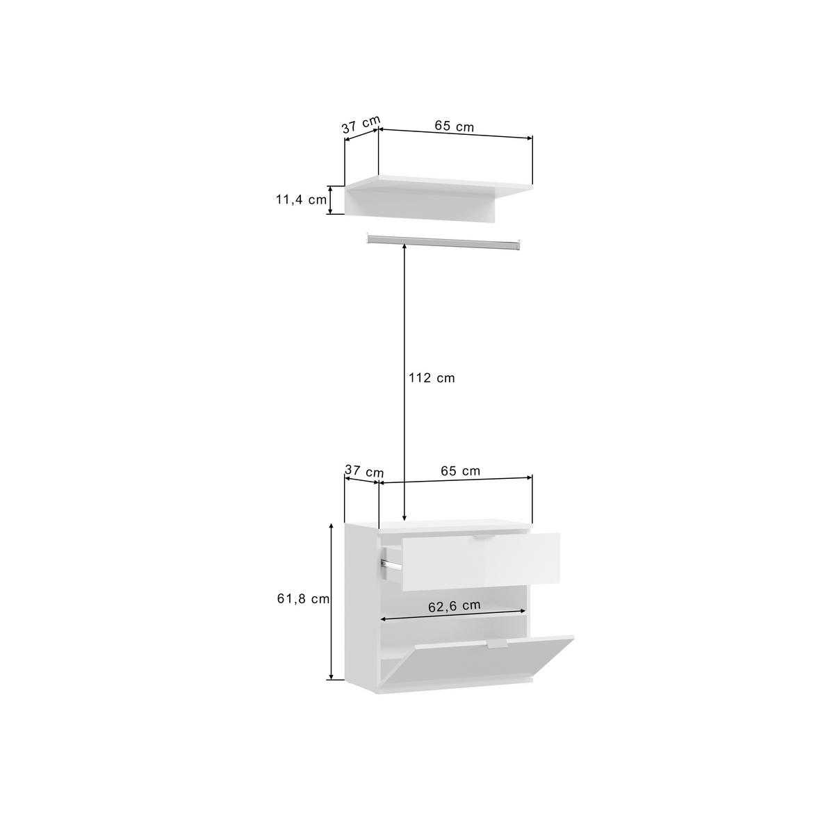 Serija Predsoblja Projekt X - bijela, Moderno, drvni materijal (61/171,8-11,4/37cm) - Modern Living