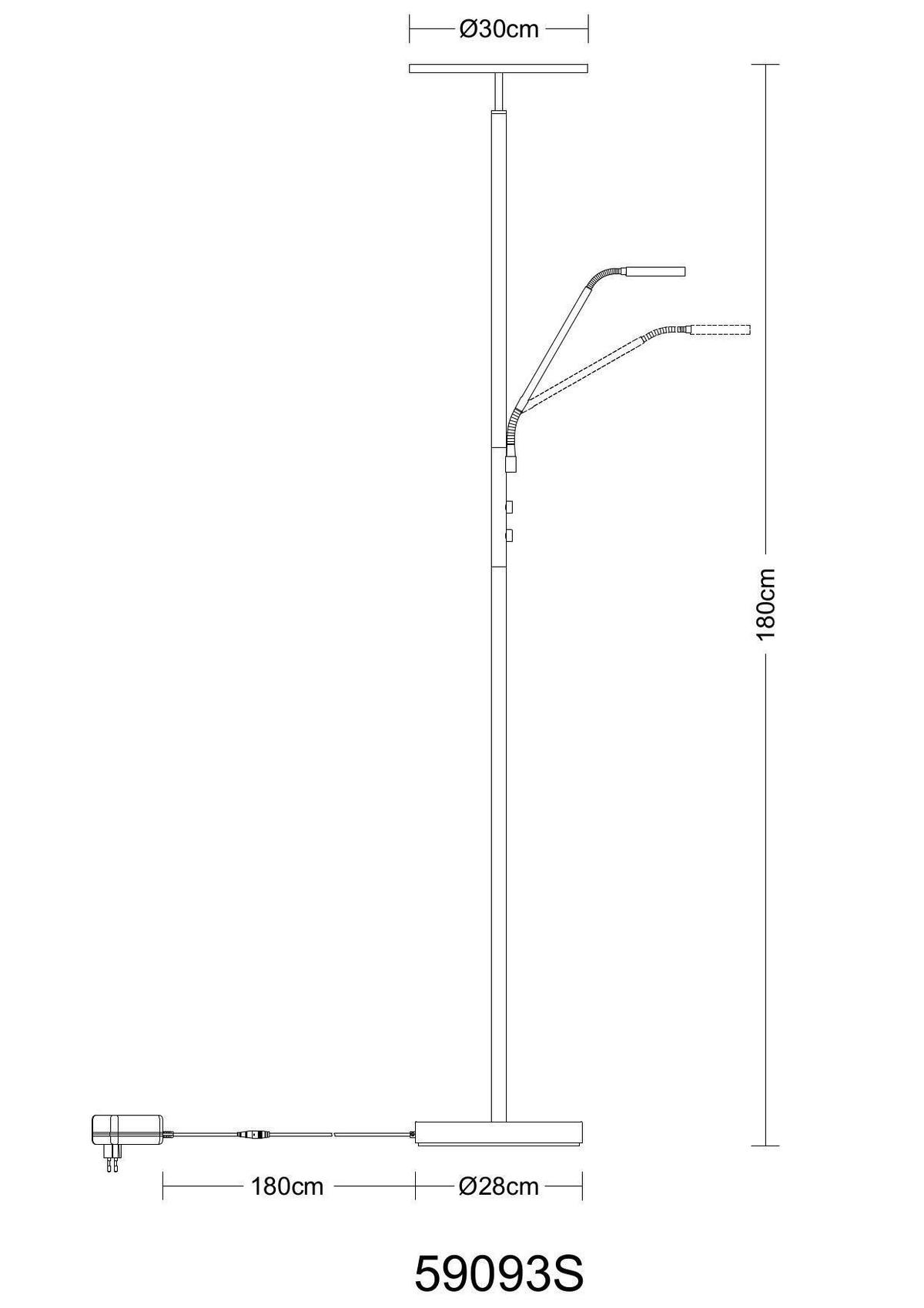 LED-STEHLEUCHTE 59093S STANFORD - Klar/Schwarz, Design, Kunststoff/Metall (30/180cm) - Globo