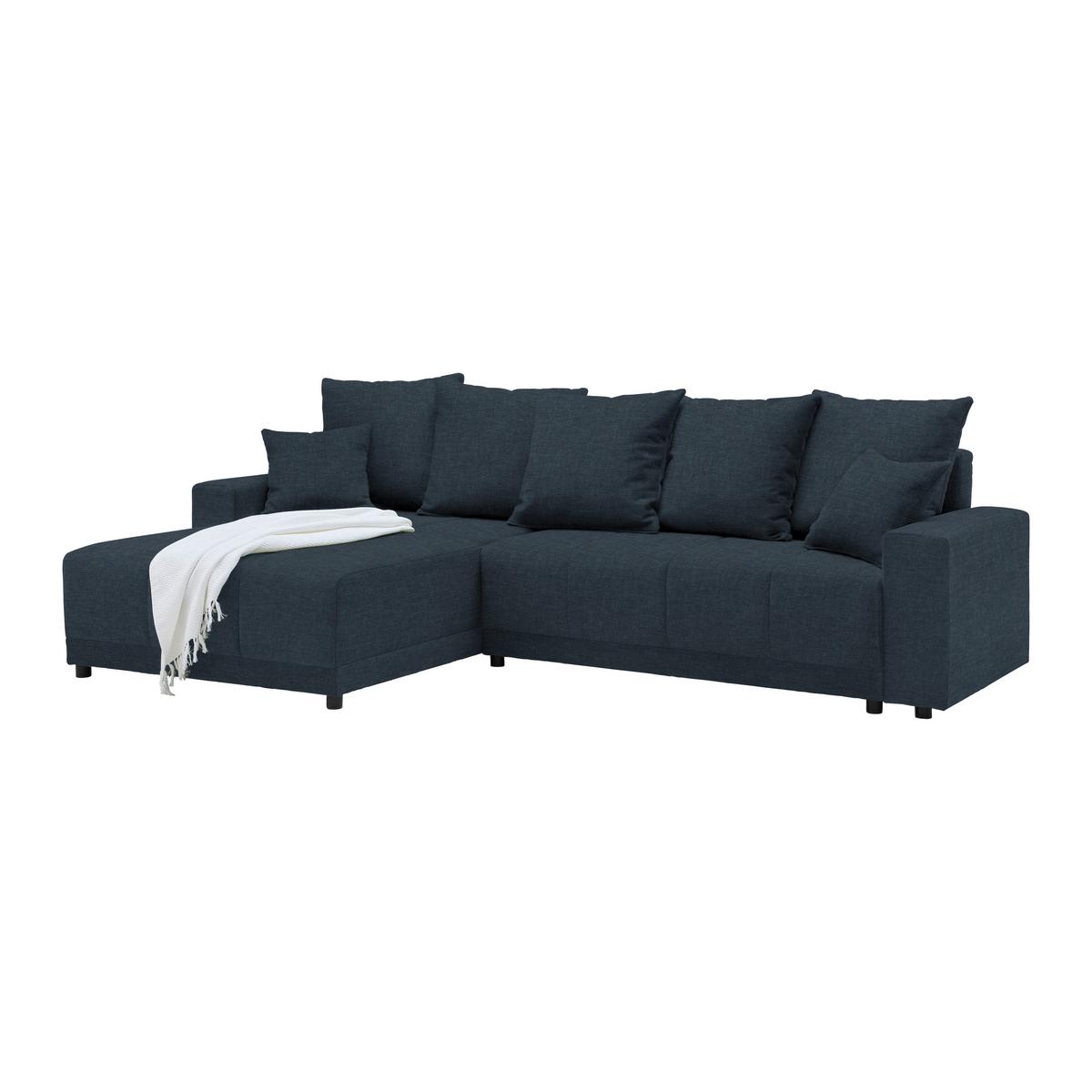 Ecksofa Alatri Dunkelblau - Schwarz/Dunkelblau, Modern, Kunststoff/Textil (289/90/176cm) - Based