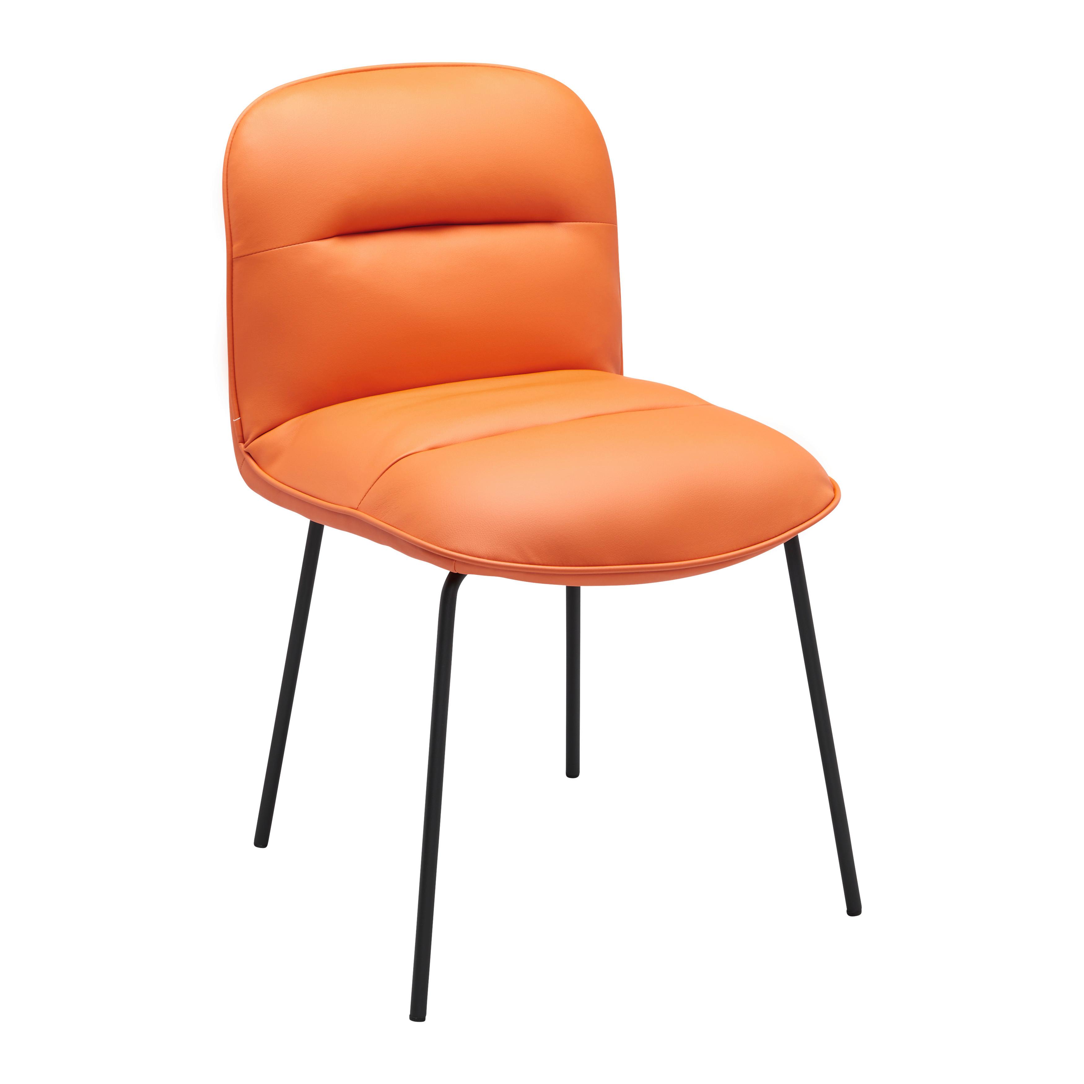 Stuhl Ellis Orange Lederlook Gepolstert - Schwarz/Orange, MODERN, Holz/Textil (43/80/50cm) - Bessagi Home