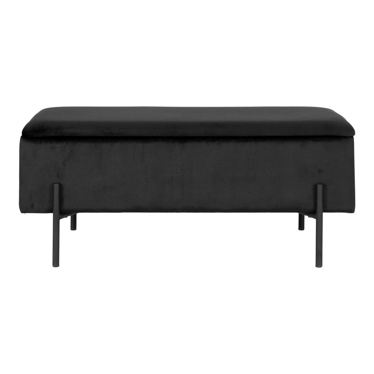 Truhenbank Watford Schwarz Samt - Schwarz, Design, Textil/Metall (95/43/36,5cm) - MID.YOU