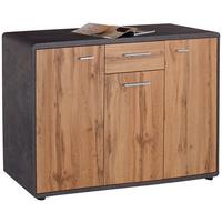 Komoda Fontana New - temno siva/barve hrasta, Moderno, umetna masa/leseni material (132/87/40cm) - Mömax