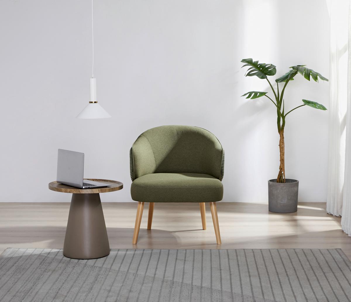 Fotelja Como - zelena/prirodne boje, Moderno, drvo/tekstil (70/81/69cm) - Mömax