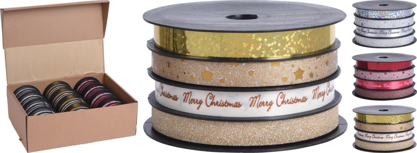 Rolă panglică decorativă 4/1 cca. 16 m Glitzy - multicolor, Basics, plastic (8,7/4,8cm)