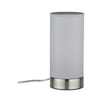 Tischleuchte Pia in Weiß/Silberfarben max. 25 W - Silberfarben/Weiß, Basics, Textil/Metall (10/21cm) - Paulmann