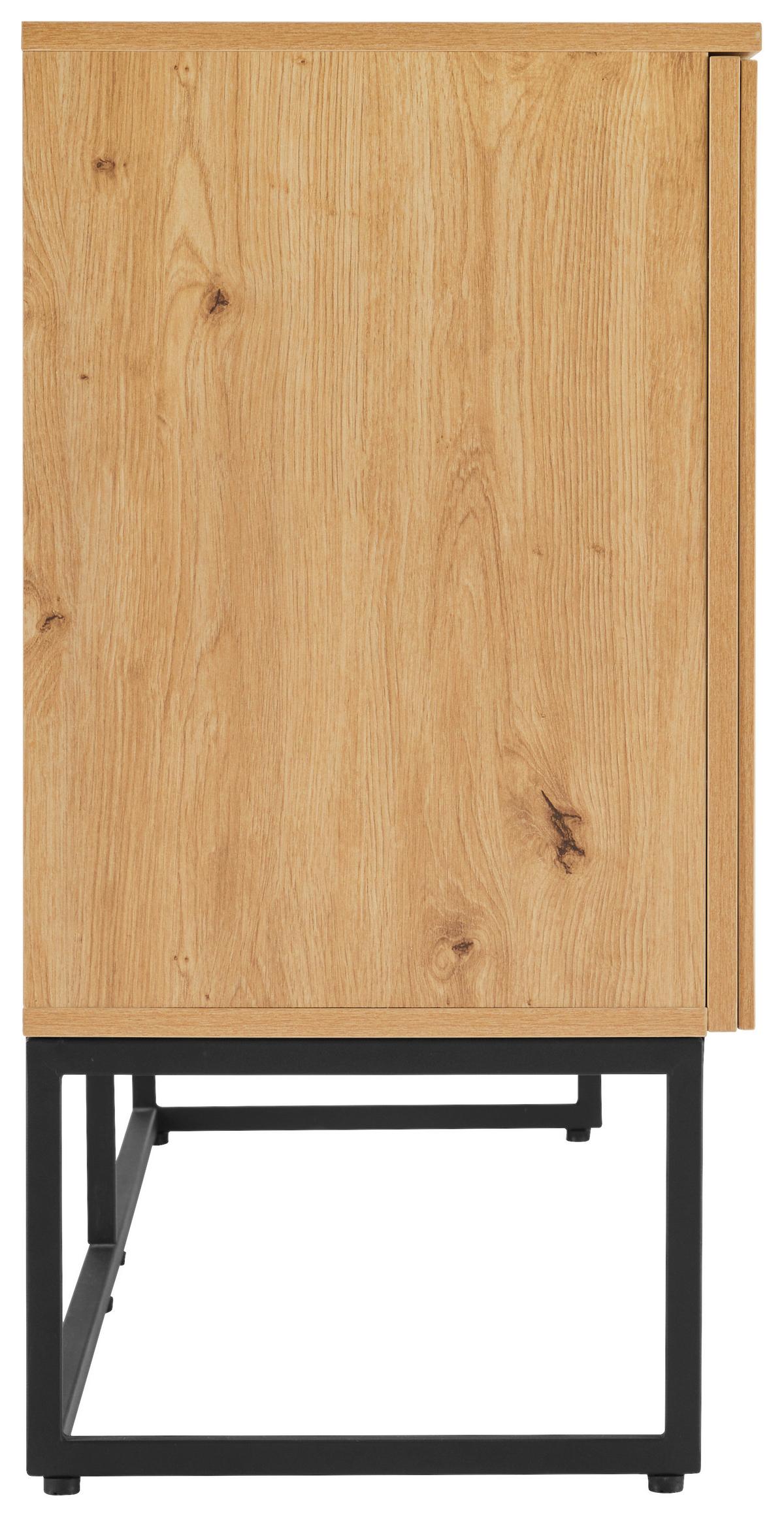 KOMODA SZEROKA BUENO - czarny/dąb artisan, Modern, materiał drewnopochodny/metal (160/80/40cm) - Xora