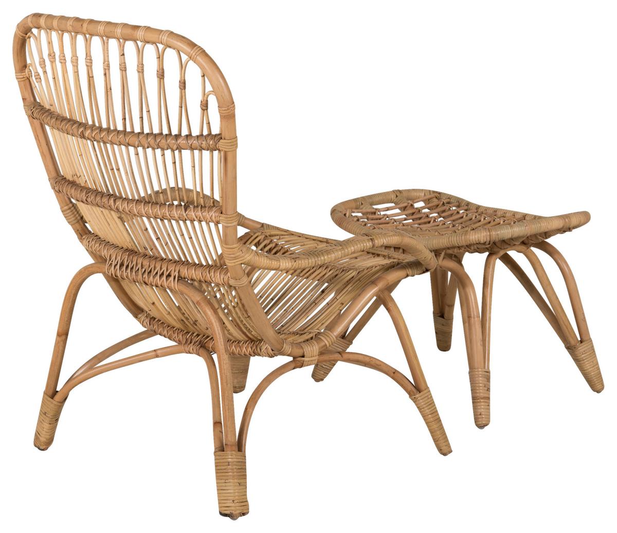 Loungesessel Ella Rattan ca. 66x95x131 cm Braun - Braun/Weiß, KONVENTIONELL, Holz (66/95/131cm) - Gardenson