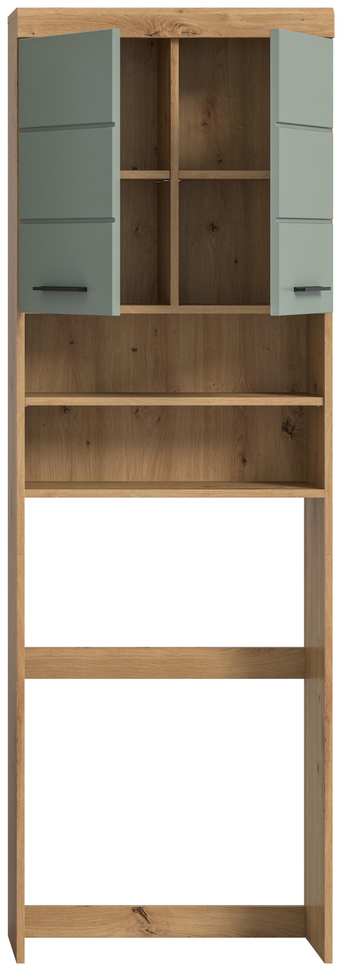 Waschmaschinenschrank Scout ca. 63x191x24 cm Salbeigrün - Salbeigrün/Schwarz, MODERN, Holzwerkstoff/Kunststoff (63/191/24cm) - MID.YOU