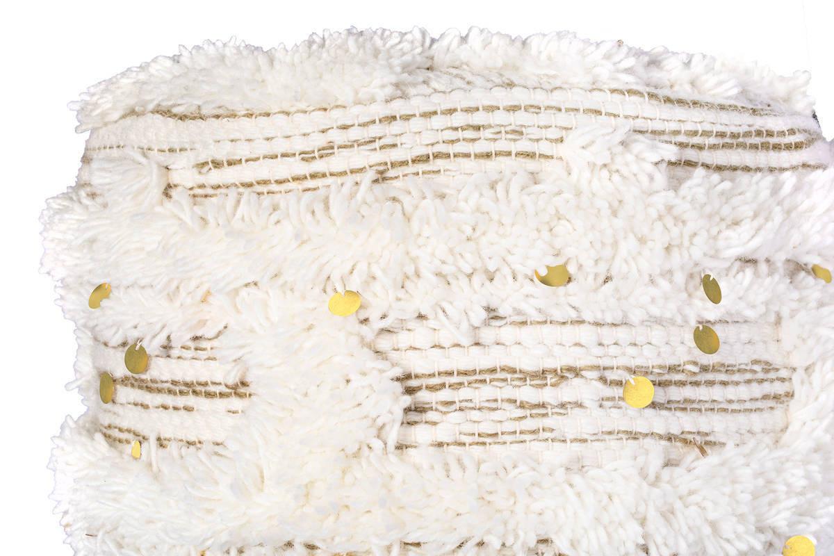 Hocker Bohist ca. 38x50 cm Creme/Khaki - Creme/Olivgrün, Trend, Holz/Textil (38/50/38cm) - Kayoom