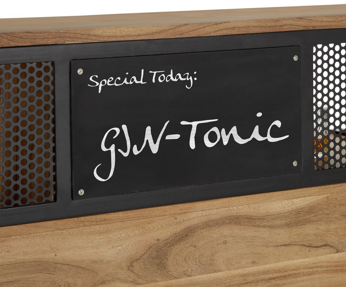 Bar aus Akazie - Schwarz/Naturfarben, Lifestyle, Holz/Metall (140/120/50cm) - Premium Living