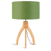 Namizna Svetilka Anna, Zelena, Bambus - zelena/naravne barve, Trend, tekstil/les (36/54cm) - Good & Mojo