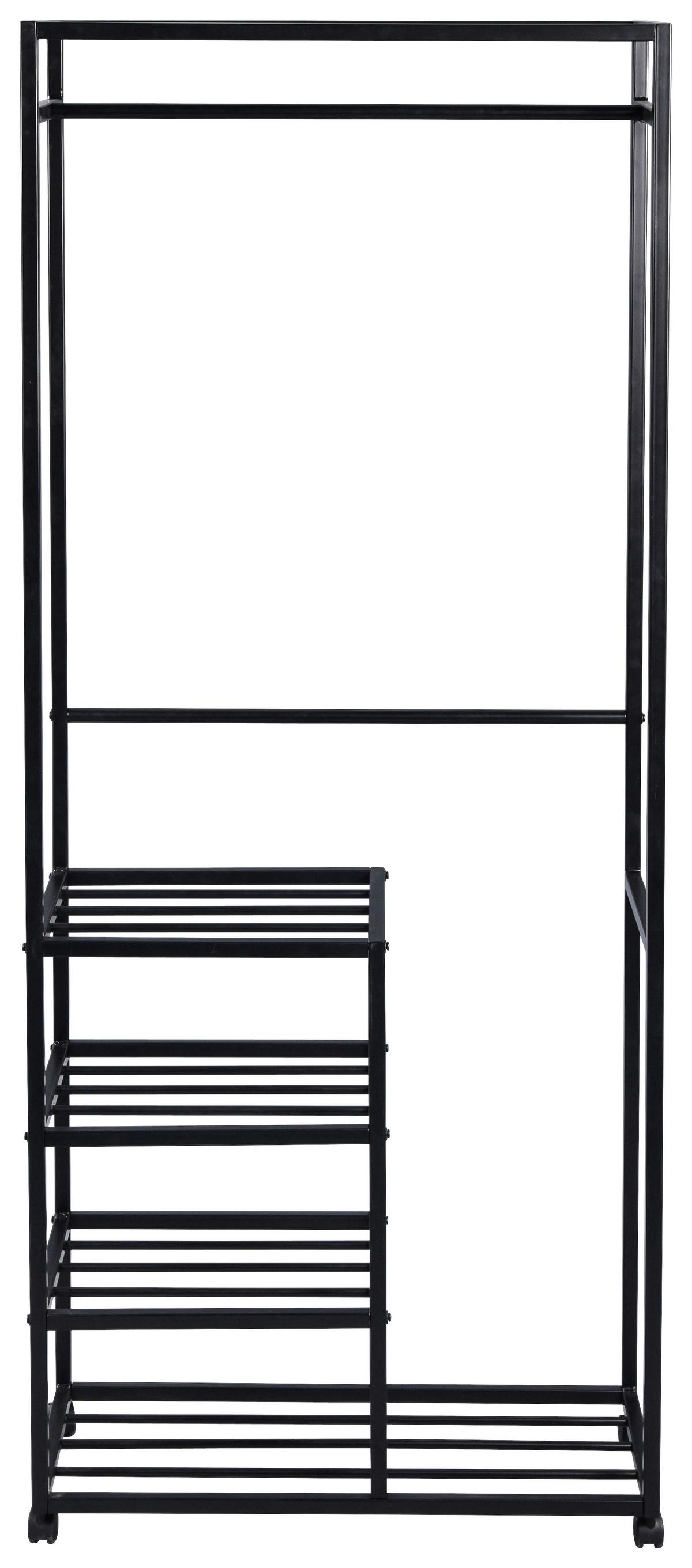 WIESZAK NA UBRANIA NA KÓŁKACH ANDORRA - czarny, Basics, tworzywo sztuczne/metal (75/183/35cm)