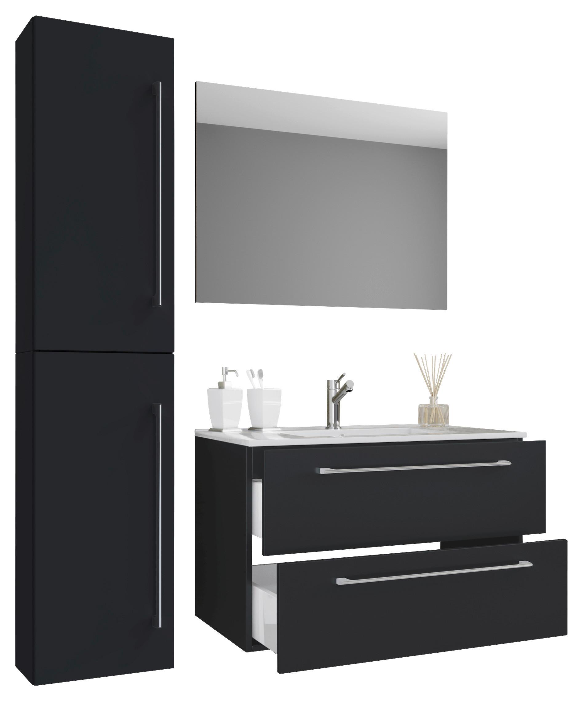 Kopalnica Badinos, Črna - črna/bela, Moderno, leseni material/keramika (93cm) - MID.YOU