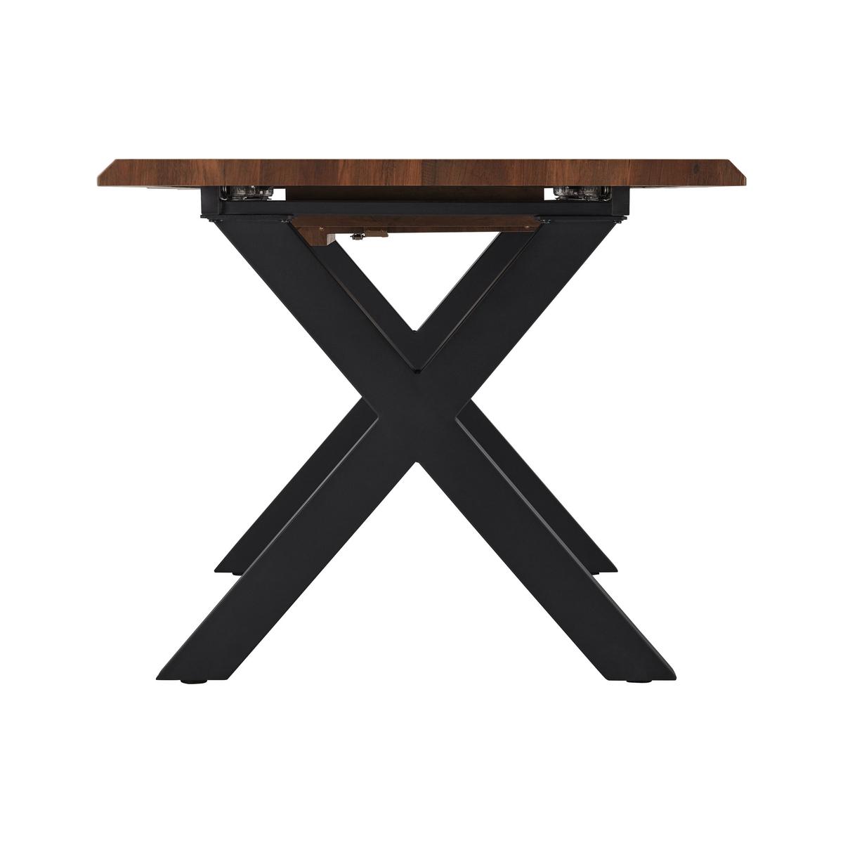 Esstisch ausziehbar Lia Walnussfarben MDF - Walnussfarben/Schwarz, MODERN, Holzwerkstoff/Metall (140-180/90/76cm) - Bessagi Home