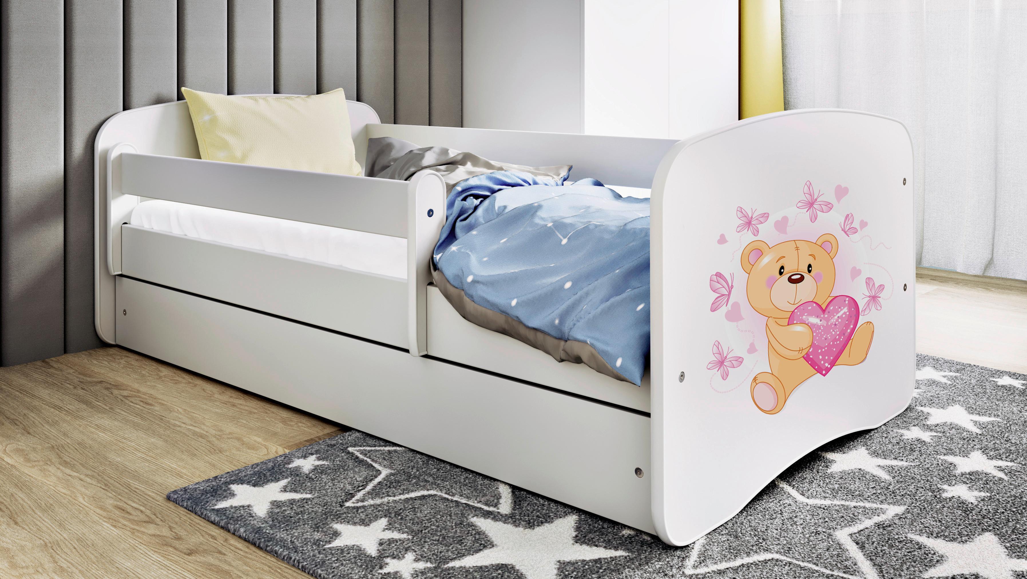 Otroška Postelja Babydreams, Bela, 80x160cm - bela/barve breze, Moderno, tekstil/leseni material (80/160cm) - MID.YOU