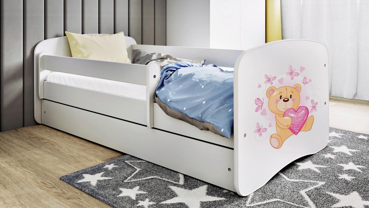 Otroška Postelja Babydreams, Bela, 80x160cm - bela/barve breze, Moderno, tekstil/leseni material (80/160cm) - MID.YOU