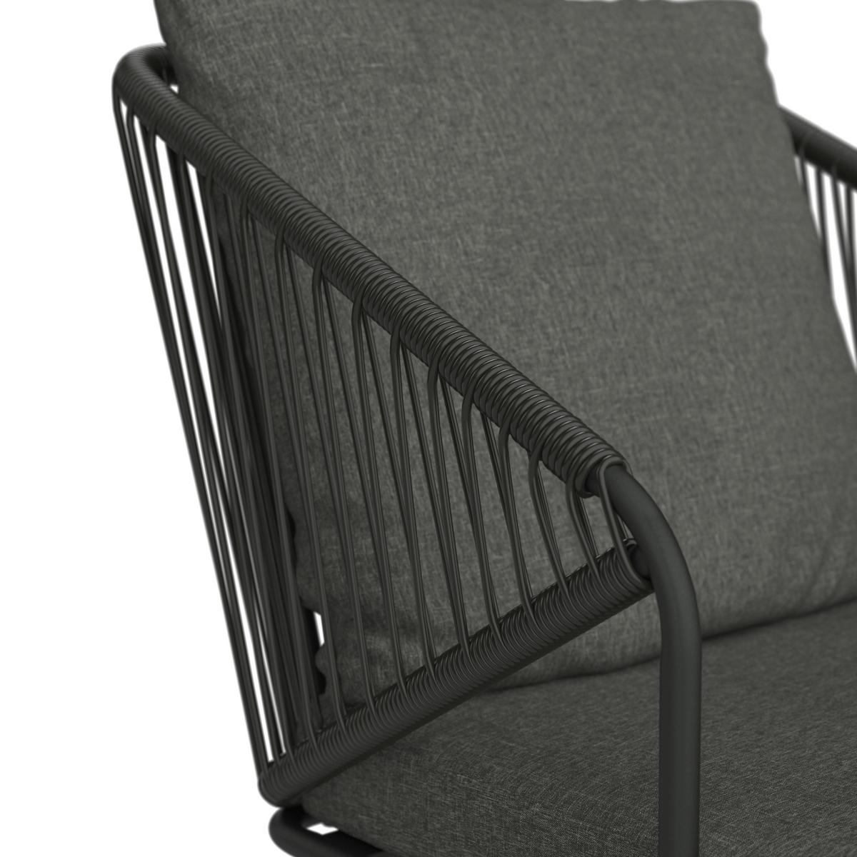 KOMPLET OGRODOWY ZE STOŁEM NOAH - ciemnoszary/czarny, Design, tworzywo sztuczne/metal - Ambia Garden