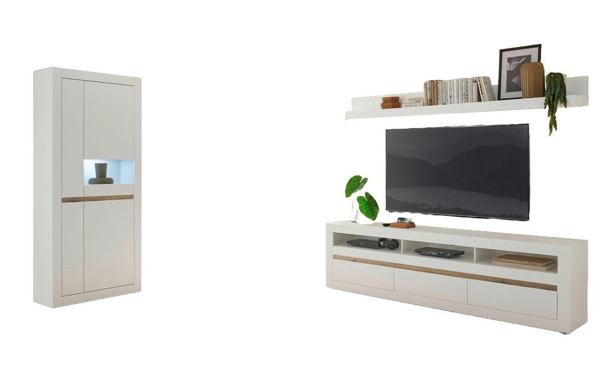 WOHNWAND CHESTER - Eichefarben/Silberfarben, Design, Holzwerkstoff/Kunststoff (312/198/42cm) - MID.YOU