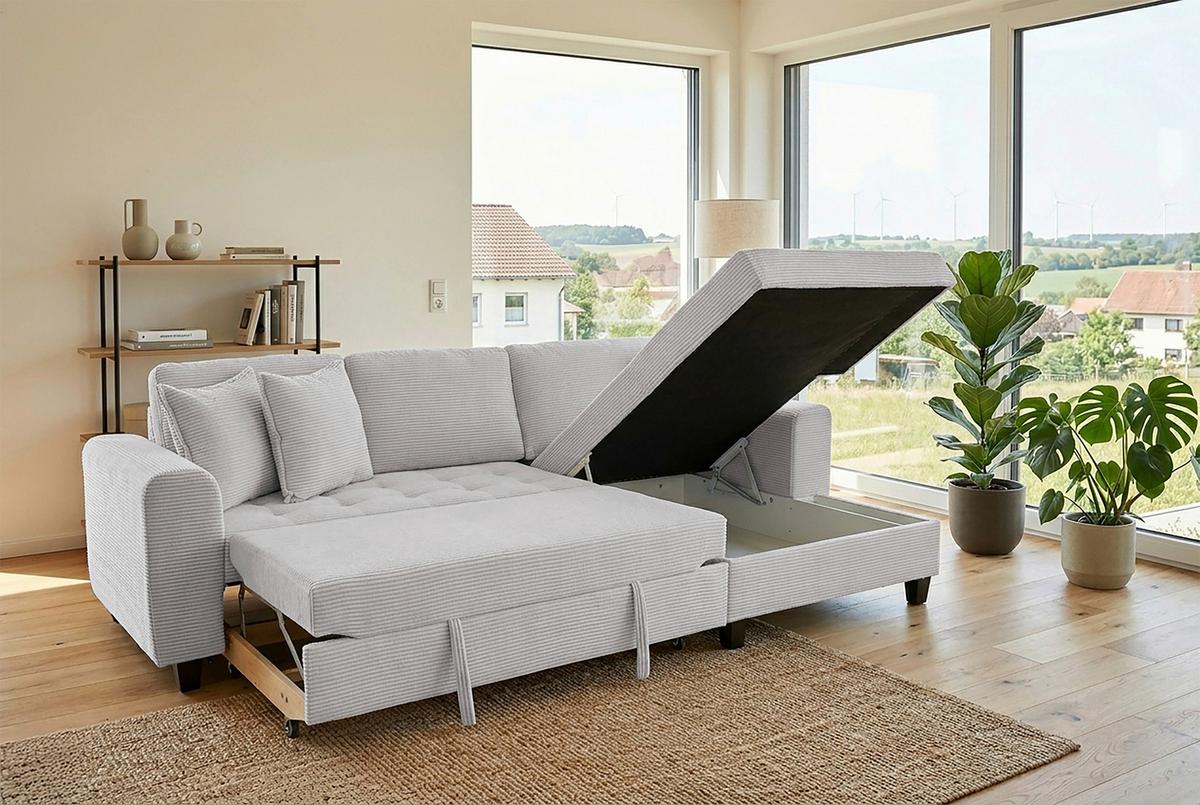 Kutna Garnitura Moritz - svijetlo siva, Trend, tekstil (265/155cm) - Modern Living