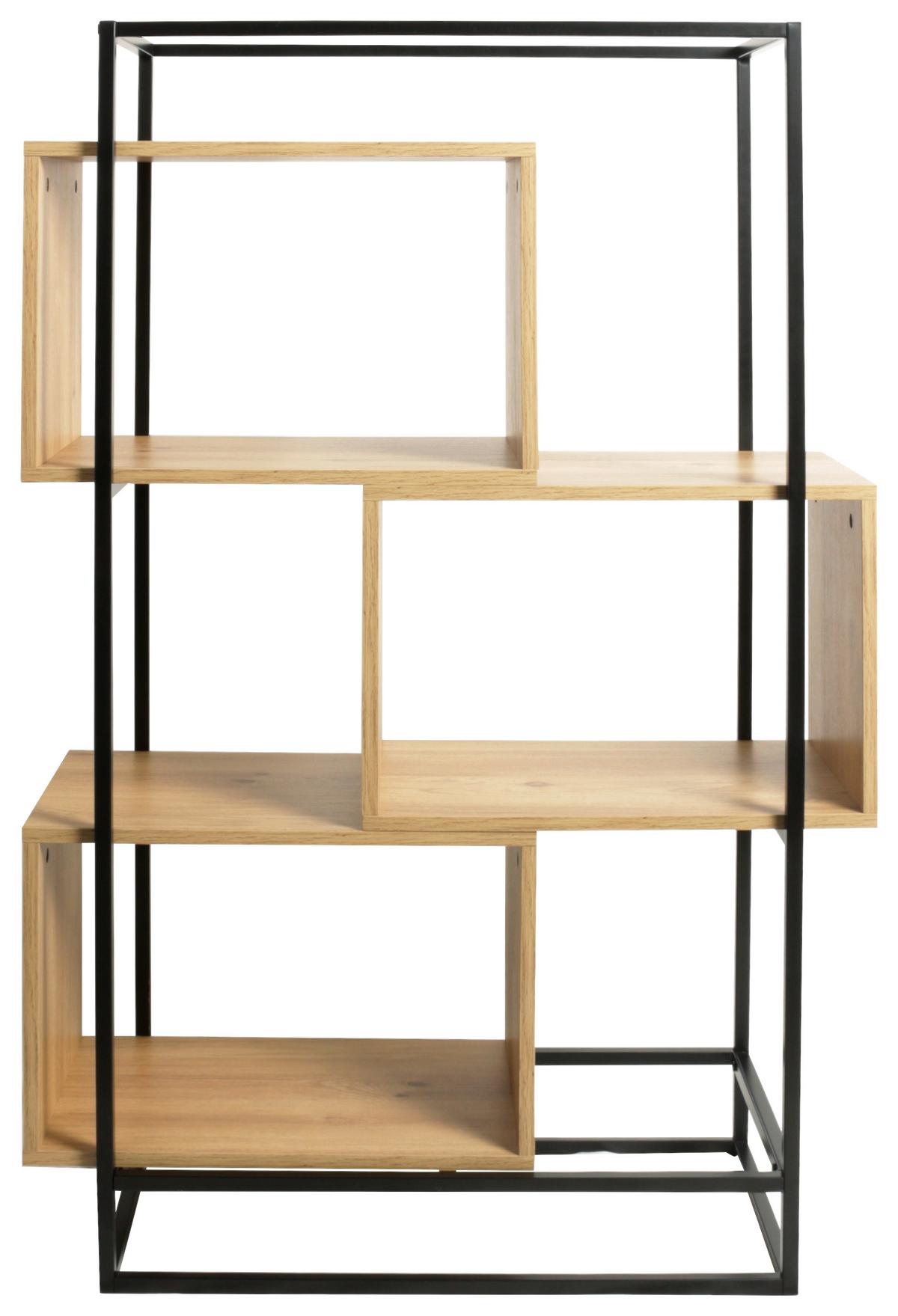 étagère in Schwarz/Naturfarben - Schwarz/Naturfarben, Modern, Holzwerkstoff/Metall (80/126/33cm) - Mömax