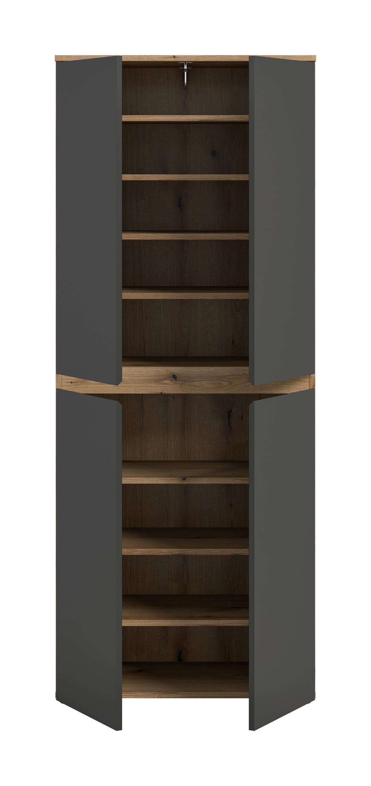 Garderobenschrank Scarpa Anthrazit/Eiche - Eichefarben/Anthrazit, Design, Holzwerkstoff/Kunststoff (70/175/37cm) - Livetastic