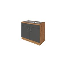 Held Spülenunterschrank mit Spüle ca. 100 cm Anthrazit - Chromfarben/Anthrazit, MODERN, Holzwerkstoff/Metall (100/85/60cm) - Held