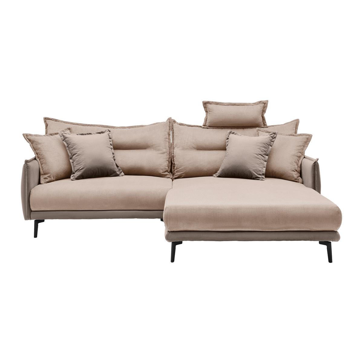 Ecksofa Nuovo Greige - Greige/Schwarz, MODERN, Textil/Metall (245/72-113/190cm) - Mömax