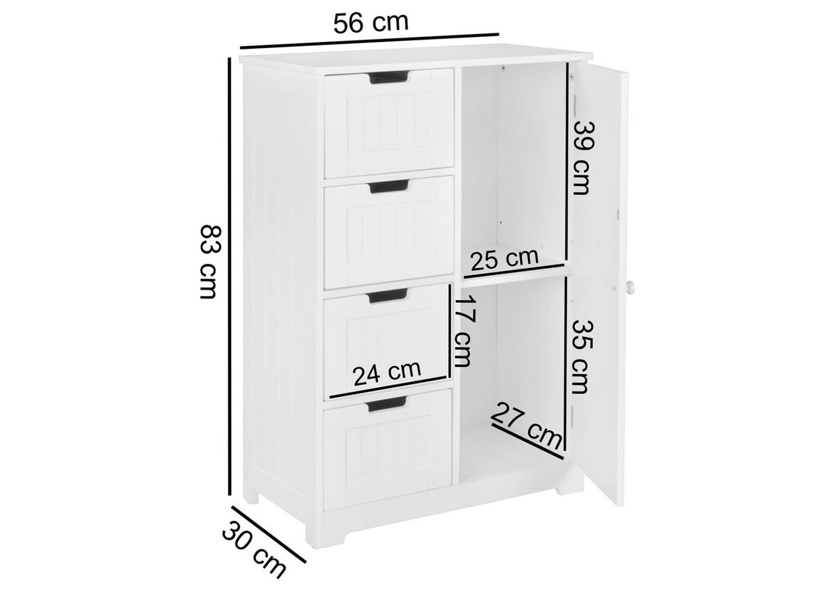 Srednje Visoka Omara Wl5.184 - bela, Basics, leseni material (56/83/30cm) - MID.YOU