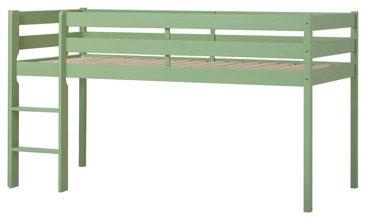 Hochbett ECO COMFORT Grün ca. 90x200 cm - Naturfarben/Grün, MODERN, Holz (90/200cm) - MID.YOU