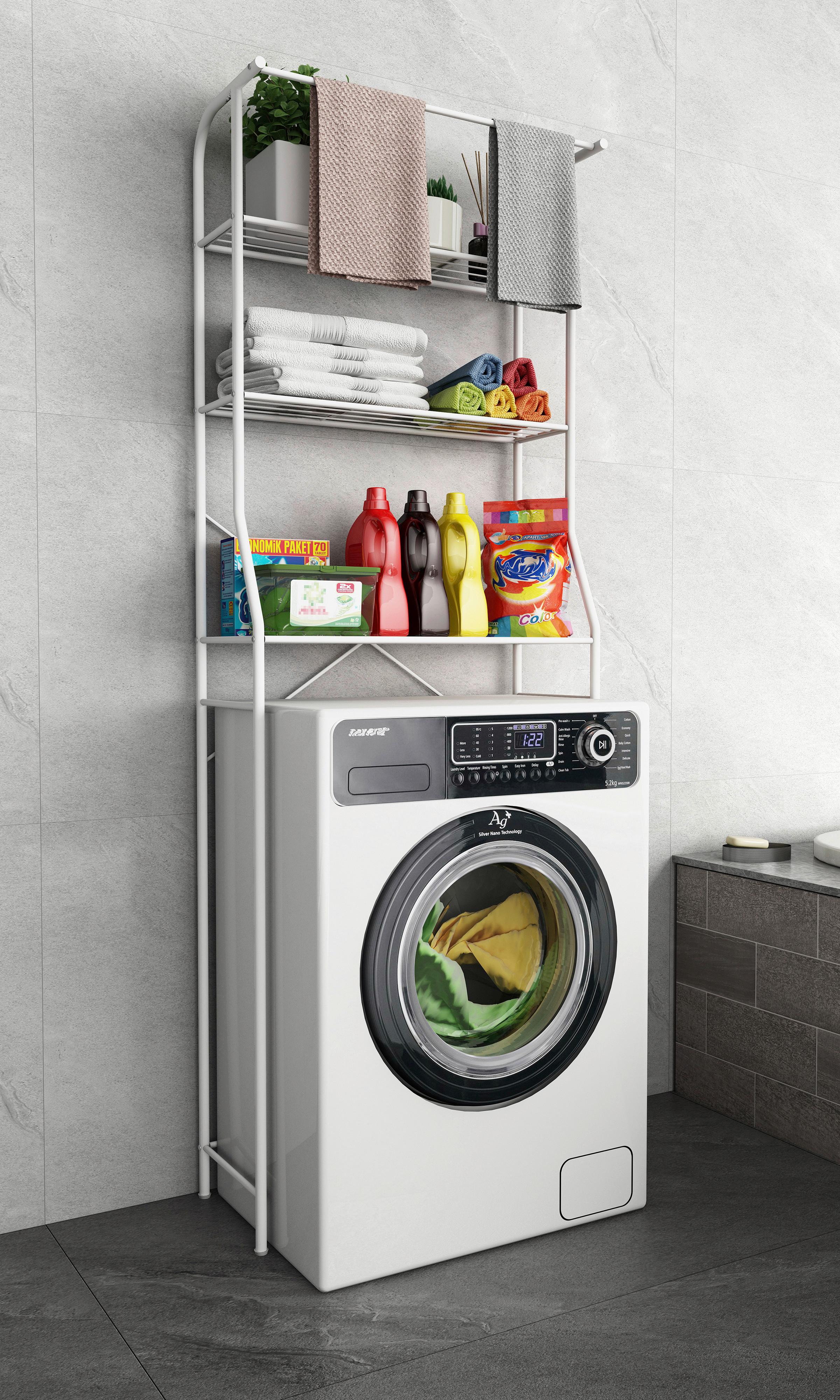 WASCHMASCHINENSCHRANK TUBAS L - Weiss/Schwarz, Modern, Kunststoff/Metall (60/167/24cm) - MID.YOU