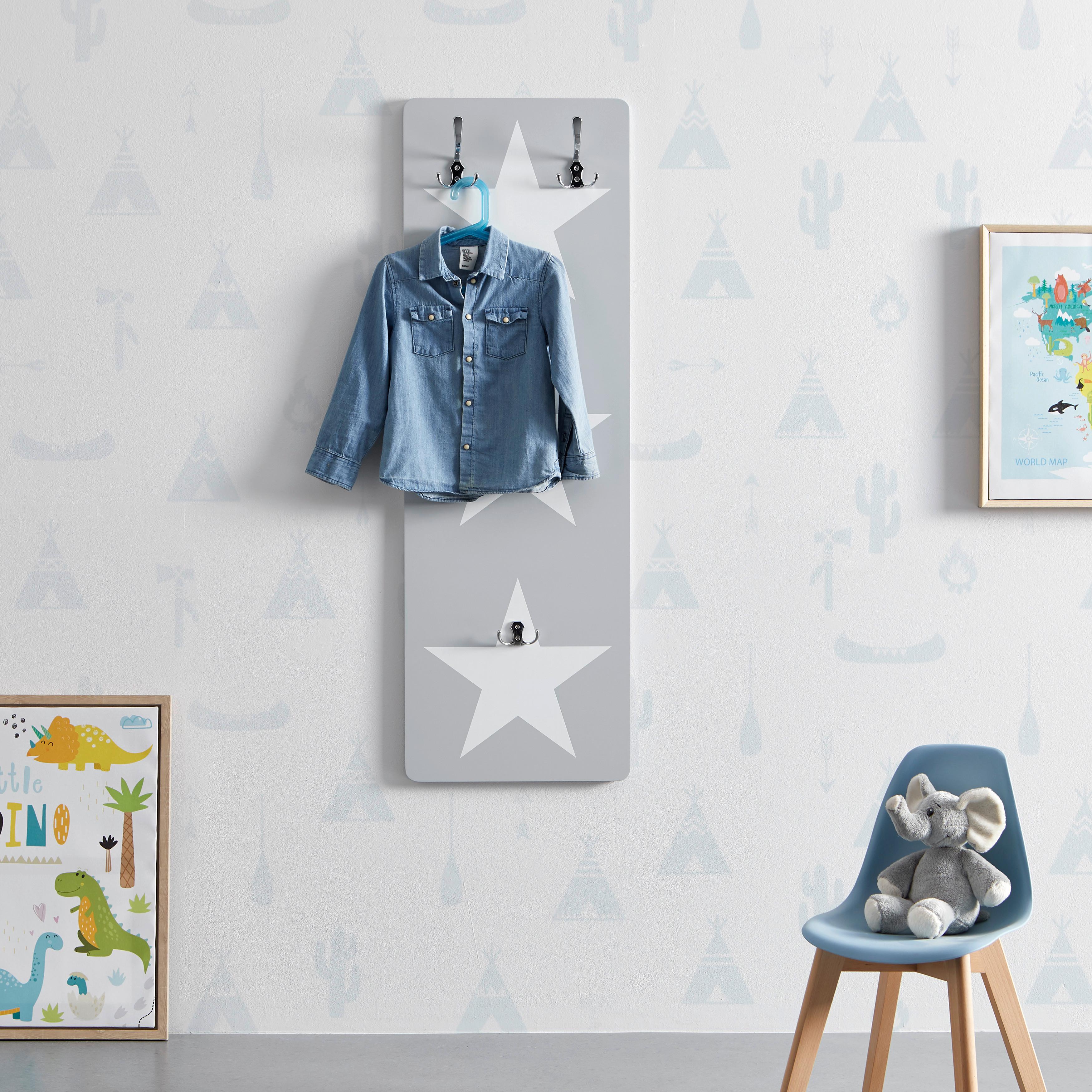 Kindergarderobe grau, weiß, "Arianna" - Weiß/Grau, MODERN, Holzwerkstoff/Metall (40/120/1,5cm) - Bessagi Kids