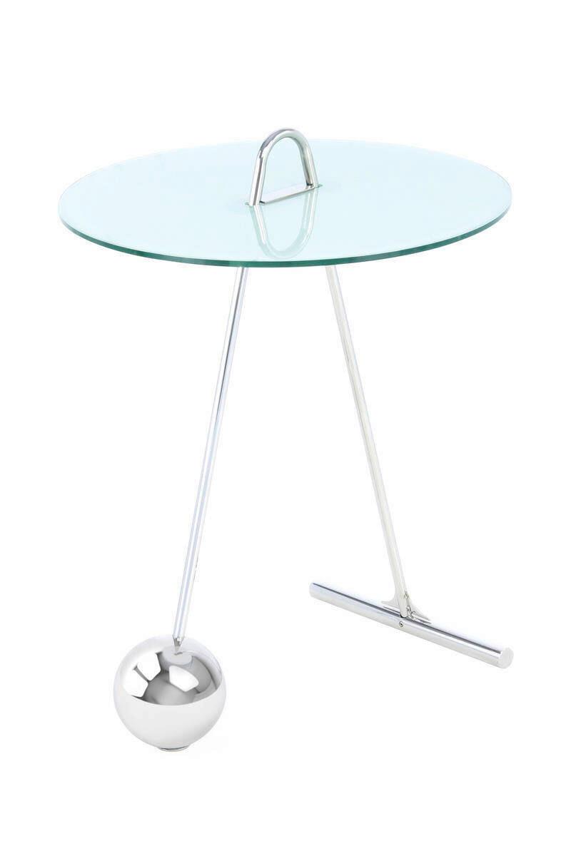 Beistelltisch Pendulum Glas Weiß/Silber ca. 46x60 cm - Silberfarben/Weiß, Basics, Glas/Metall (46/46/60cm) - Kayoom